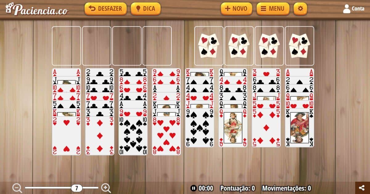 Jogos grátis online de cartas: Solitario, Solitario Spider, Freecell