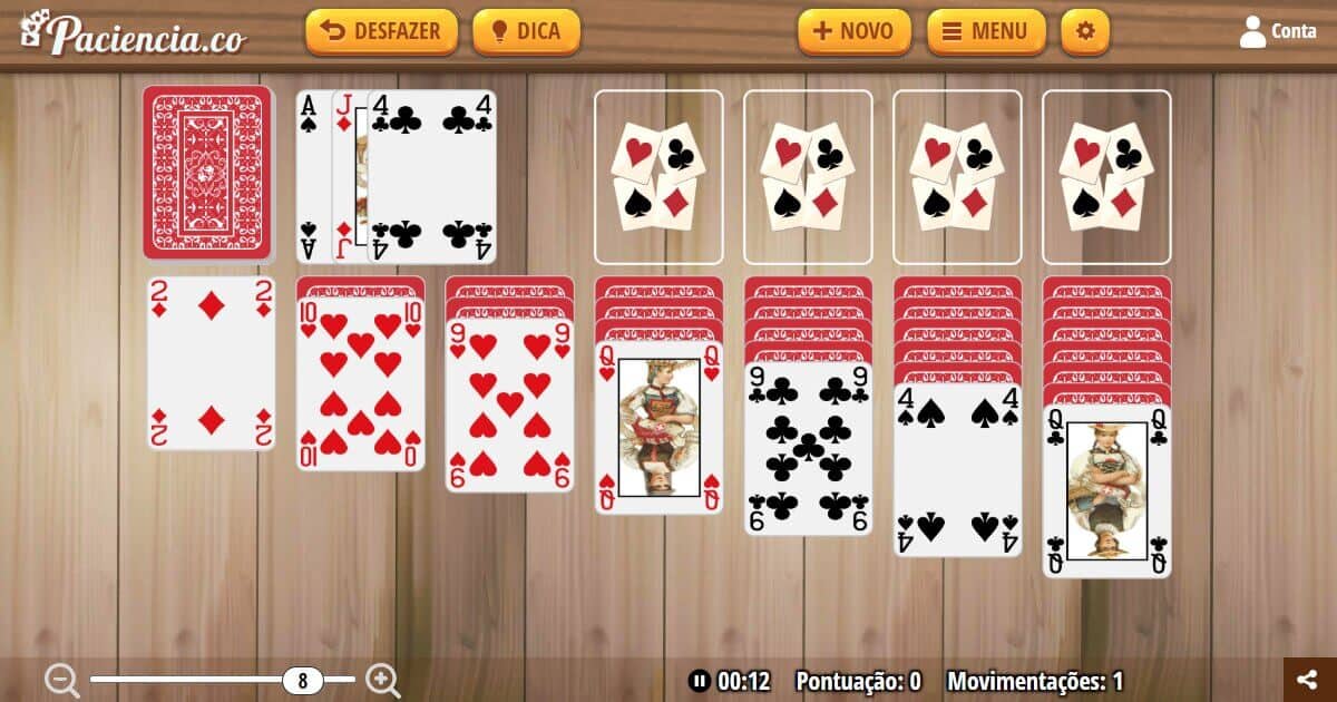 Tutorial de Paciência - Regras dos jogos de cartas