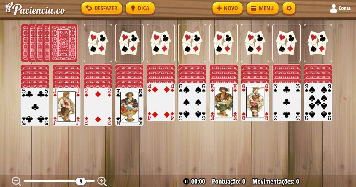 1,2 e 4 naipes sem tempo e com desfazer  Jogos de cartas, Jogos online,  Paciencia spider